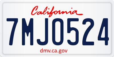 CA license plate 7MJO524