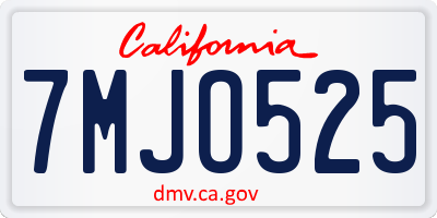 CA license plate 7MJO525