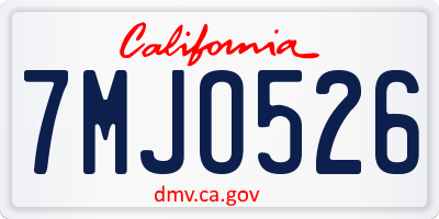 CA license plate 7MJO526