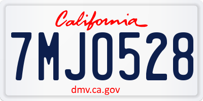 CA license plate 7MJO528