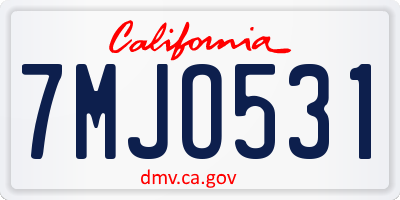 CA license plate 7MJO531