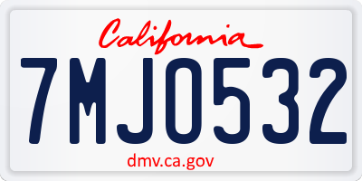 CA license plate 7MJO532