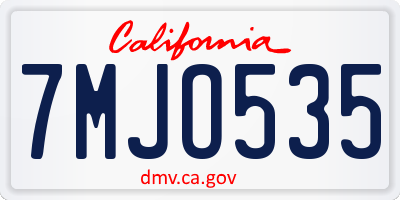 CA license plate 7MJO535