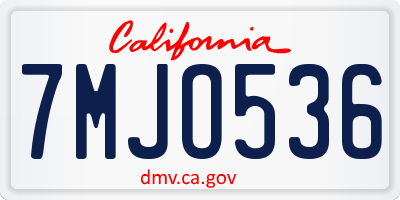 CA license plate 7MJO536