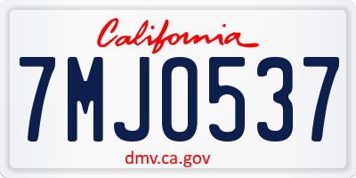 CA license plate 7MJO537