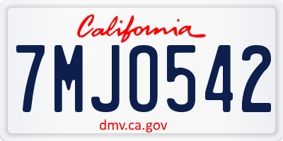 CA license plate 7MJO542