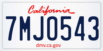 CA license plate 7MJO543