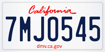 CA license plate 7MJO545