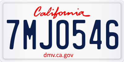 CA license plate 7MJO546