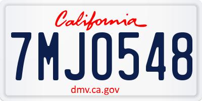 CA license plate 7MJO548