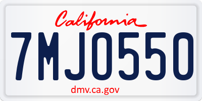 CA license plate 7MJO550