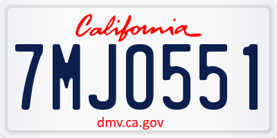 CA license plate 7MJO551