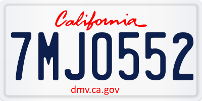 CA license plate 7MJO552