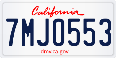 CA license plate 7MJO553