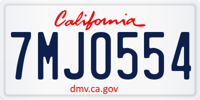 CA license plate 7MJO554