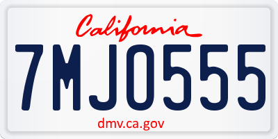 CA license plate 7MJO555