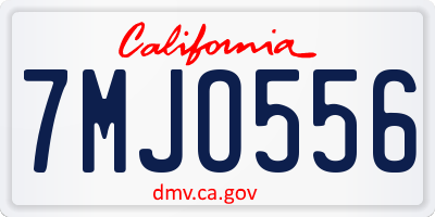 CA license plate 7MJO556