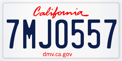 CA license plate 7MJO557