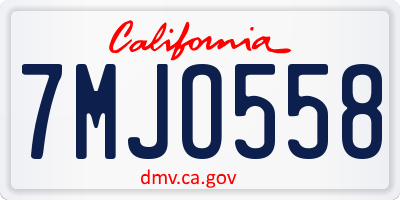 CA license plate 7MJO558