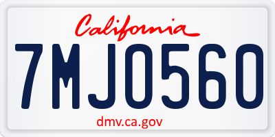 CA license plate 7MJO560