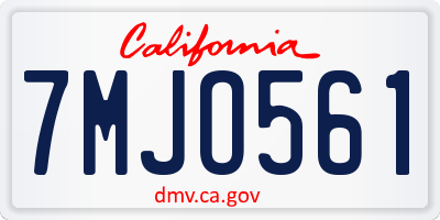 CA license plate 7MJO561