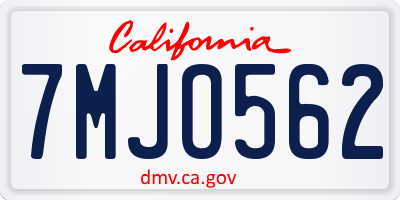 CA license plate 7MJO562