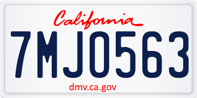 CA license plate 7MJO563