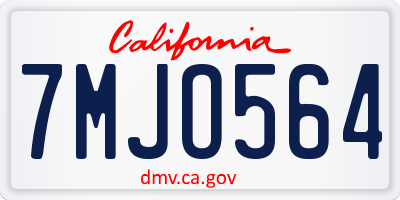 CA license plate 7MJO564