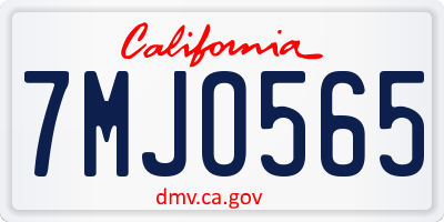 CA license plate 7MJO565