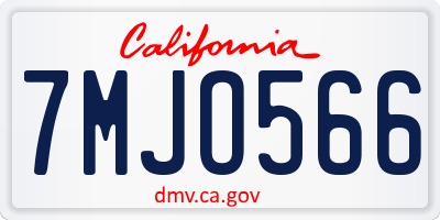 CA license plate 7MJO566