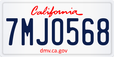 CA license plate 7MJO568