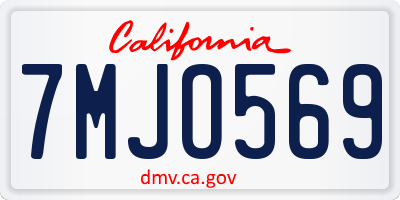 CA license plate 7MJO569