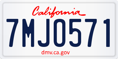 CA license plate 7MJO571