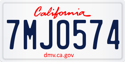 CA license plate 7MJO574