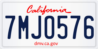 CA license plate 7MJO576