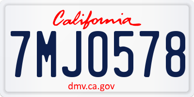 CA license plate 7MJO578