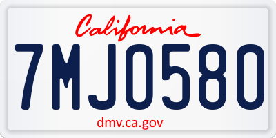 CA license plate 7MJO580