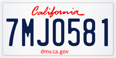 CA license plate 7MJO581