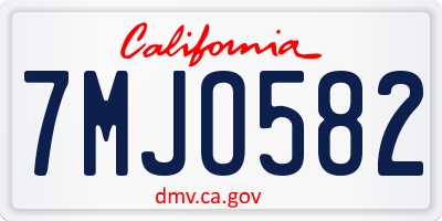 CA license plate 7MJO582