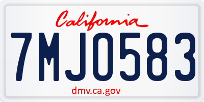 CA license plate 7MJO583