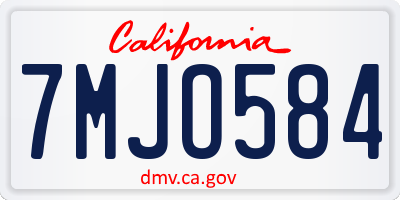 CA license plate 7MJO584