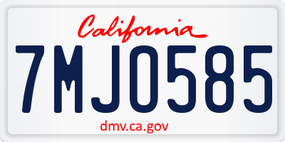 CA license plate 7MJO585