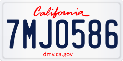 CA license plate 7MJO586