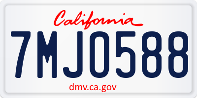 CA license plate 7MJO588