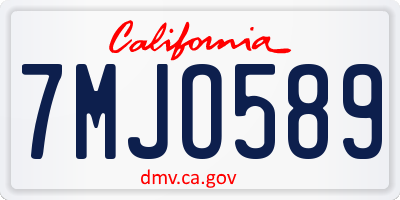 CA license plate 7MJO589