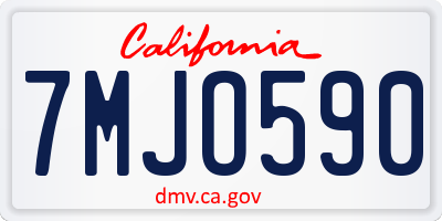 CA license plate 7MJO590