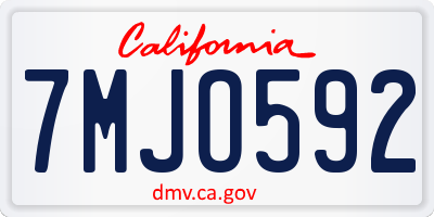 CA license plate 7MJO592