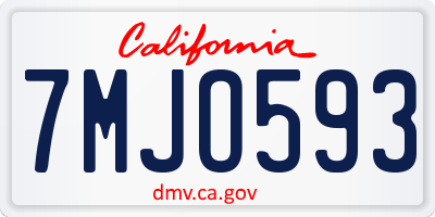 CA license plate 7MJO593