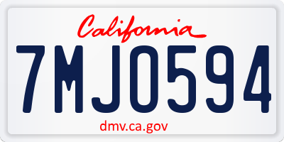 CA license plate 7MJO594