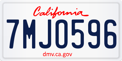 CA license plate 7MJO596